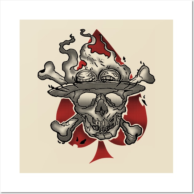 Burning Ace Pirate Skull Wall Art by animate